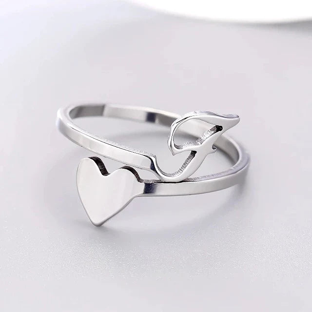 Silver Initial Heart Ring F