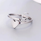 Silver Initial Heart Ring G
