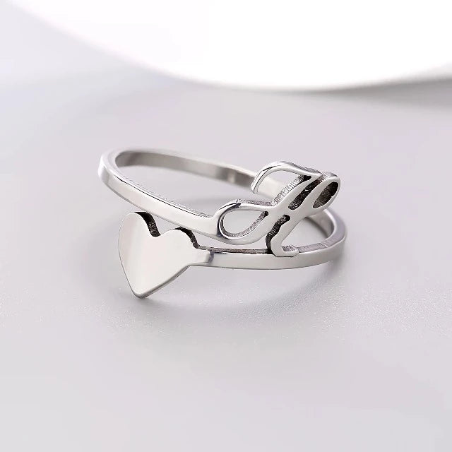 Bague Cœur Initiale Argent H