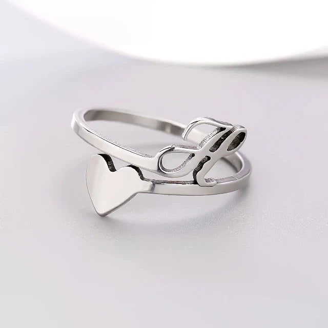 Silver Initial Heart Ring H