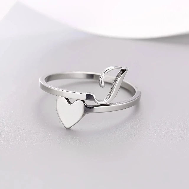 Bague Cœur Initiale Argent I
