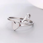 Silver Initial Heart Ring L