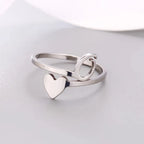 Silver Initial Heart Ring O
