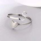 Silver Initial Heart Ring S