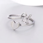 Silver Initial Heart Ring U