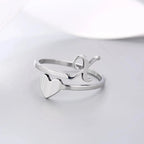 Silver Initial Heart Ring X