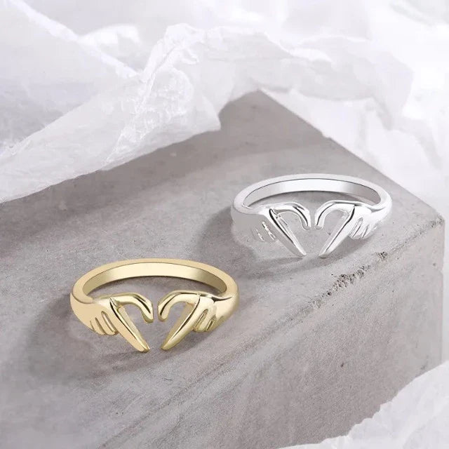 Romantic Heart Silver and Gold Ring