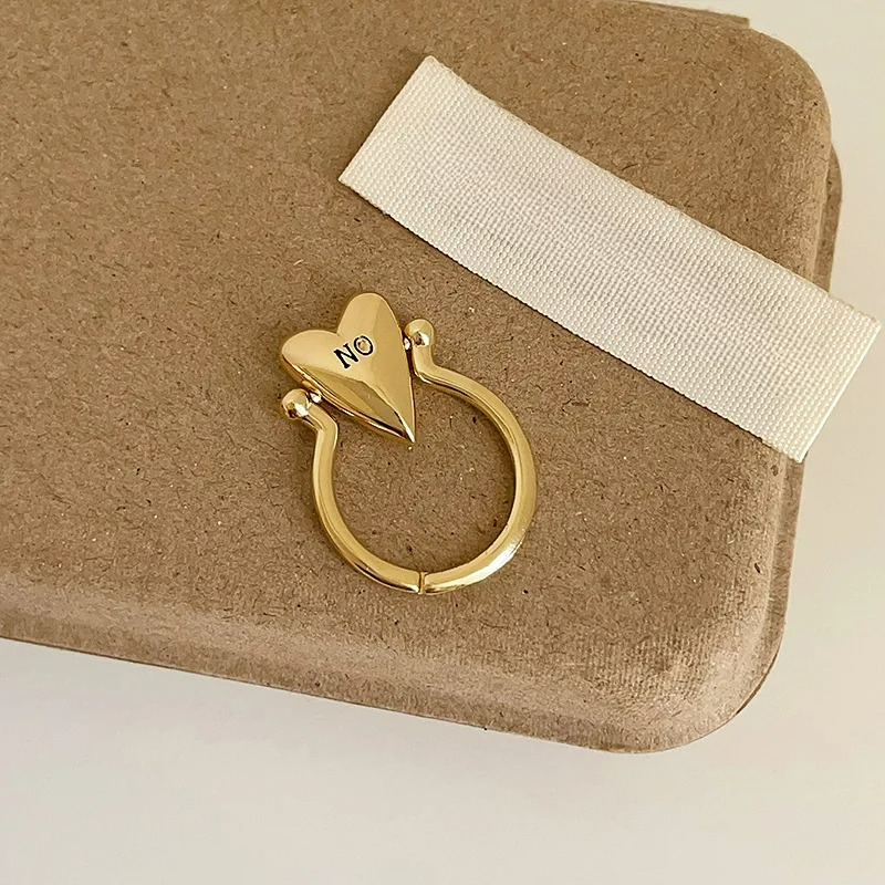 Heart Ring "Yes" and "No" for Lovers Couple gold 