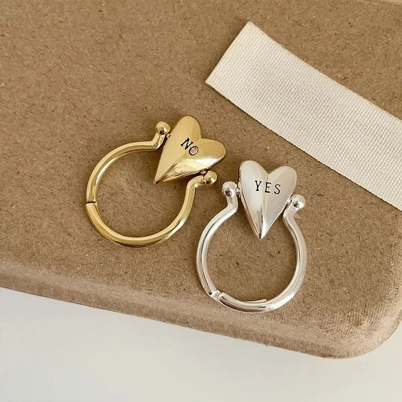 Heart Ring "Yes" and "No" for Lovers Couple gold
