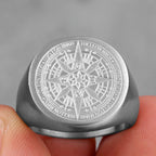 Compass Ring Signet Silver Wind Rose