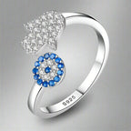 Ring Against the Evil Eye Blue Greek Turkish Matiasma Mataki in Silver