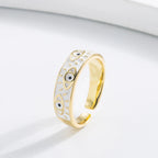 Ring Against Evil Eye Blue Turkish White Ring