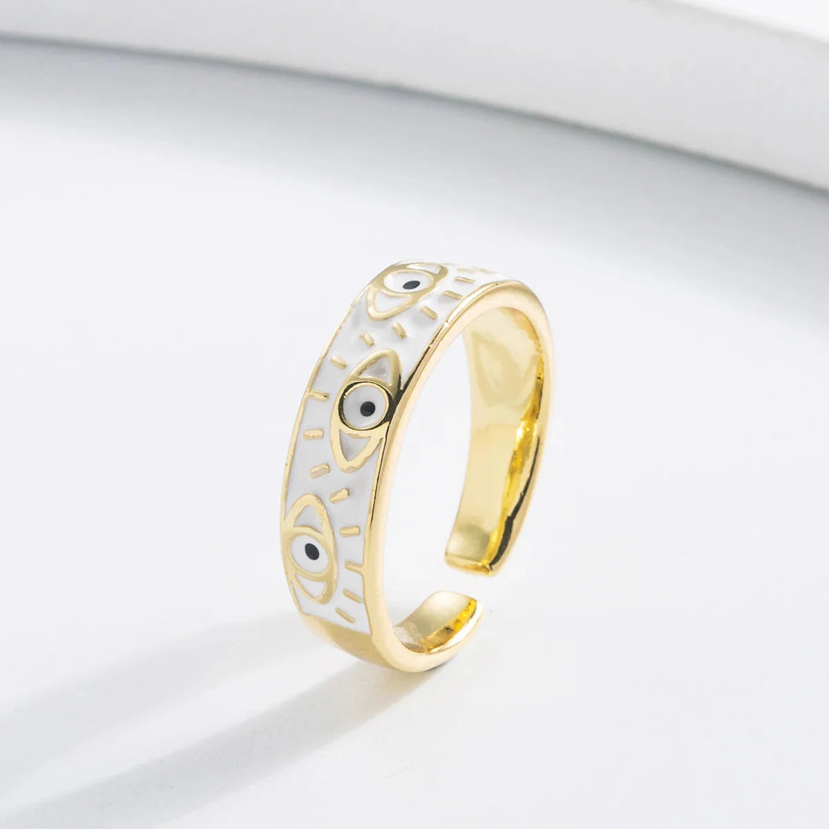 Ring Against Evil Eye Blue Turkish White Ring