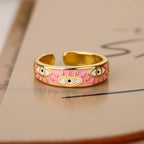 Ring Against Evil Eye Blue Turkish Pink Ring