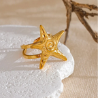 Bague coquillage étoile de mer dorée pour femme