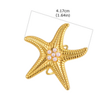 Bague coquillage étoile de mer dorée