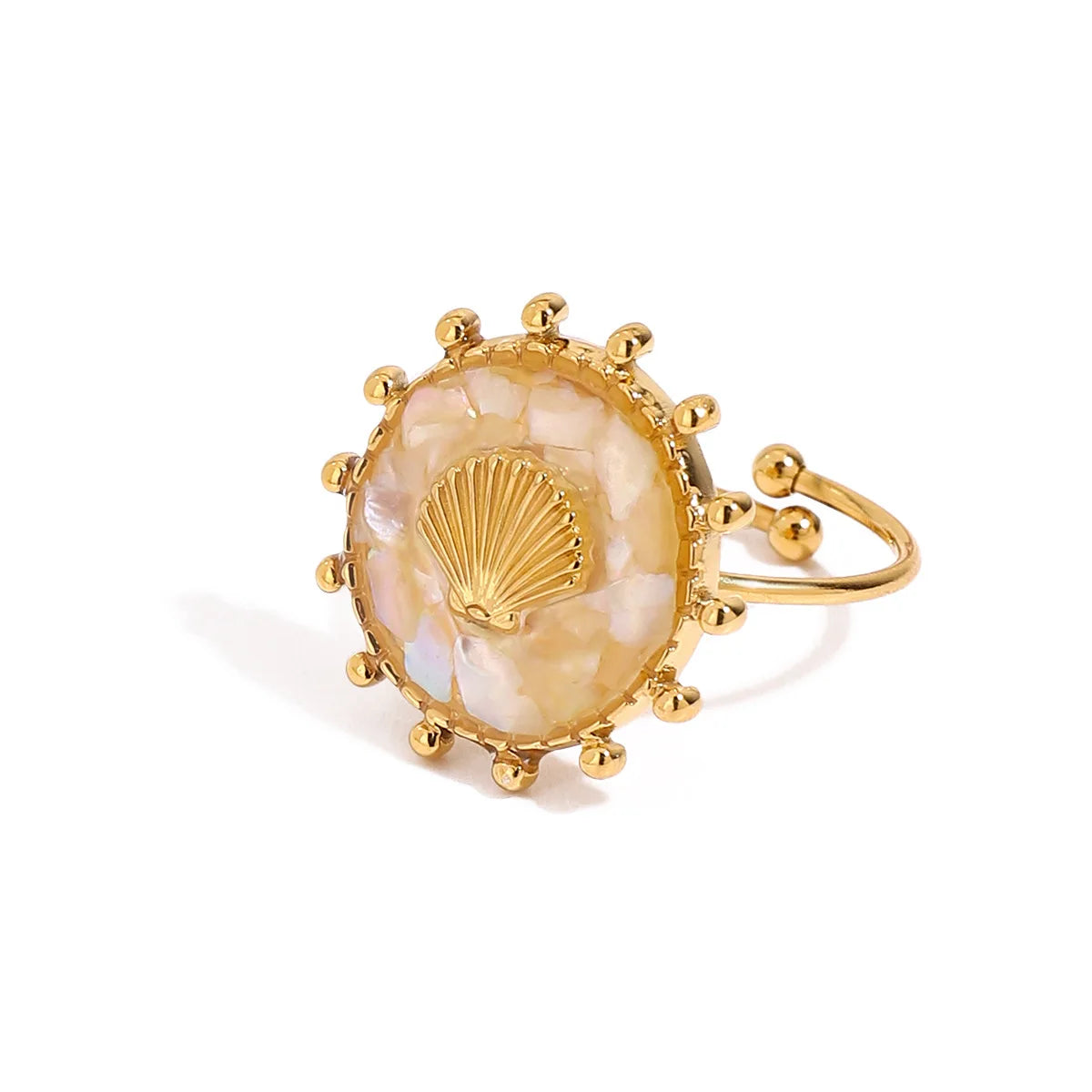 Bague coquillage ronde style boho