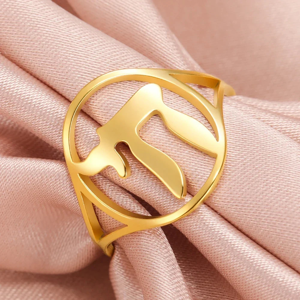 Bague creuse avec le symbole de vie juive Chai or