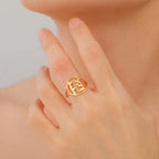 Bague creuse pour homme ou femme avec gravure en hébreu juif or