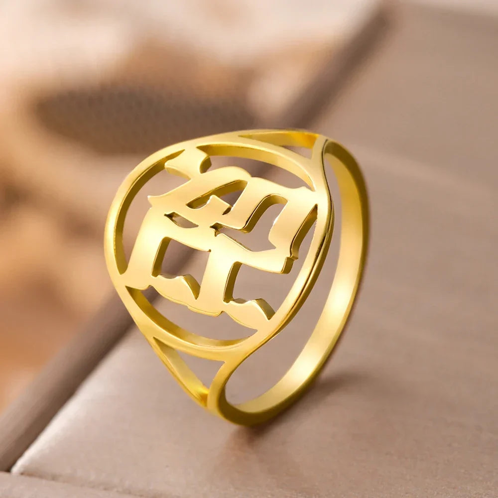 Bague creuse pour homme ou femme avec gravure en hébreu juif or