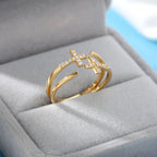 Christian Cross Zircon Ring for Women Gold