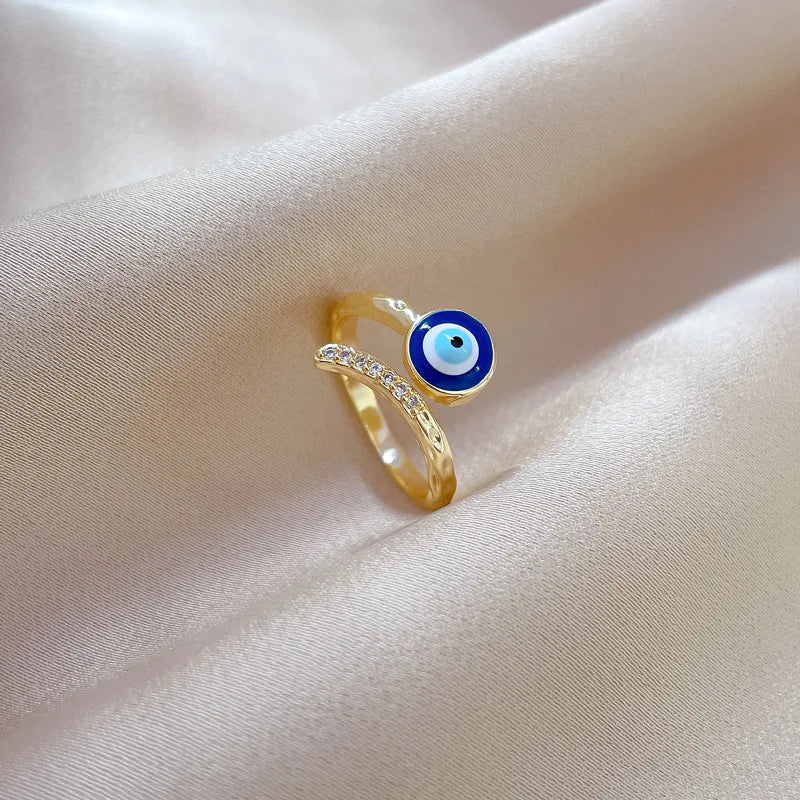 Blue Eye Protection Ring with Zircon