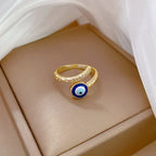 Blue Eye Protection Ring with Zircon