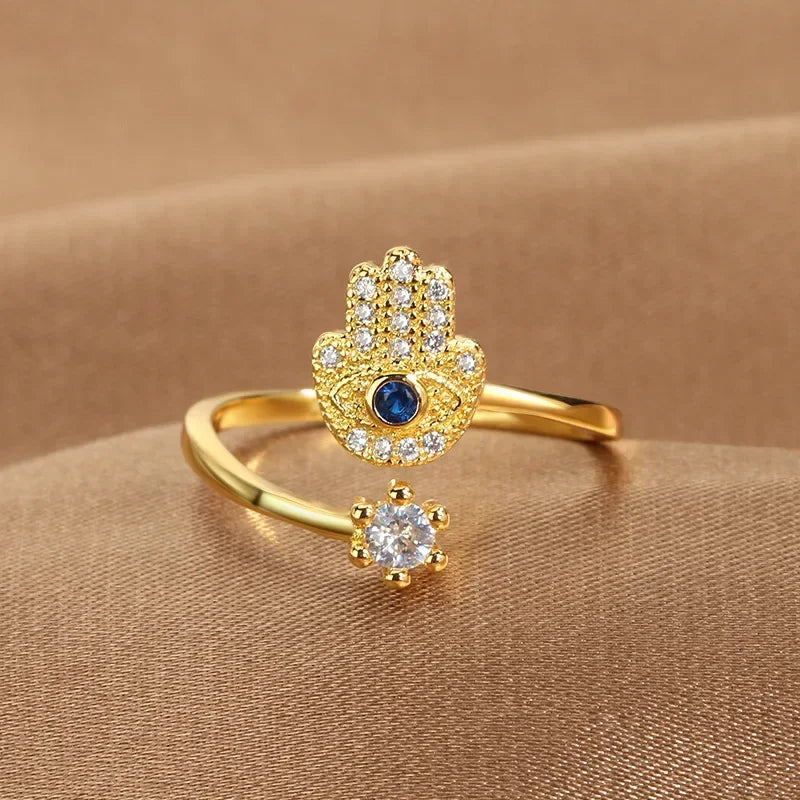 Bague de protection pour femme avec main de Fatma arabe or