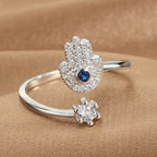 Bague de protection pour femme avec main de Fatma arabe argent