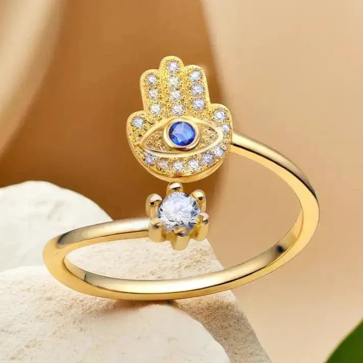 Bague de protection pour femme avec main de Fatma arabe or