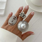 Baroque Style Ring with Silver White Pearl