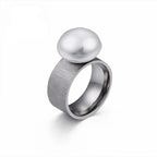 Retro Style Ring with Silver White Pearl