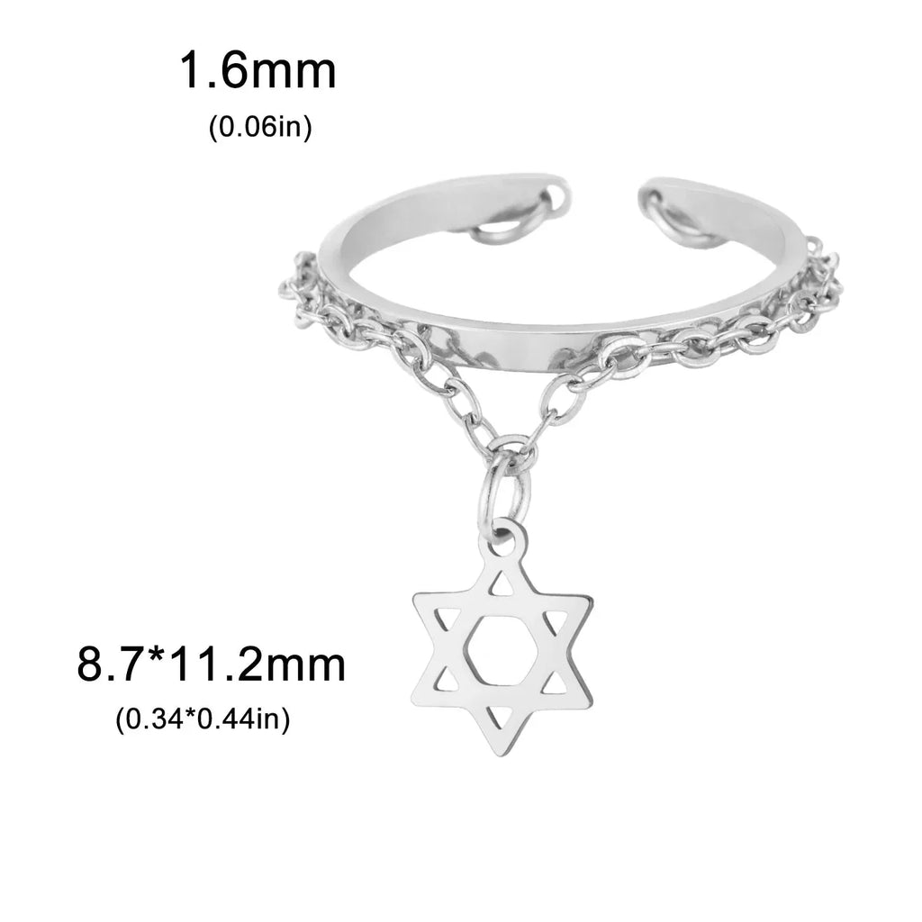 Bague design avec l'étoile de David symbole juif argent