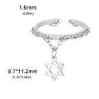 Bague design avec l'étoile de David symbole juif argent