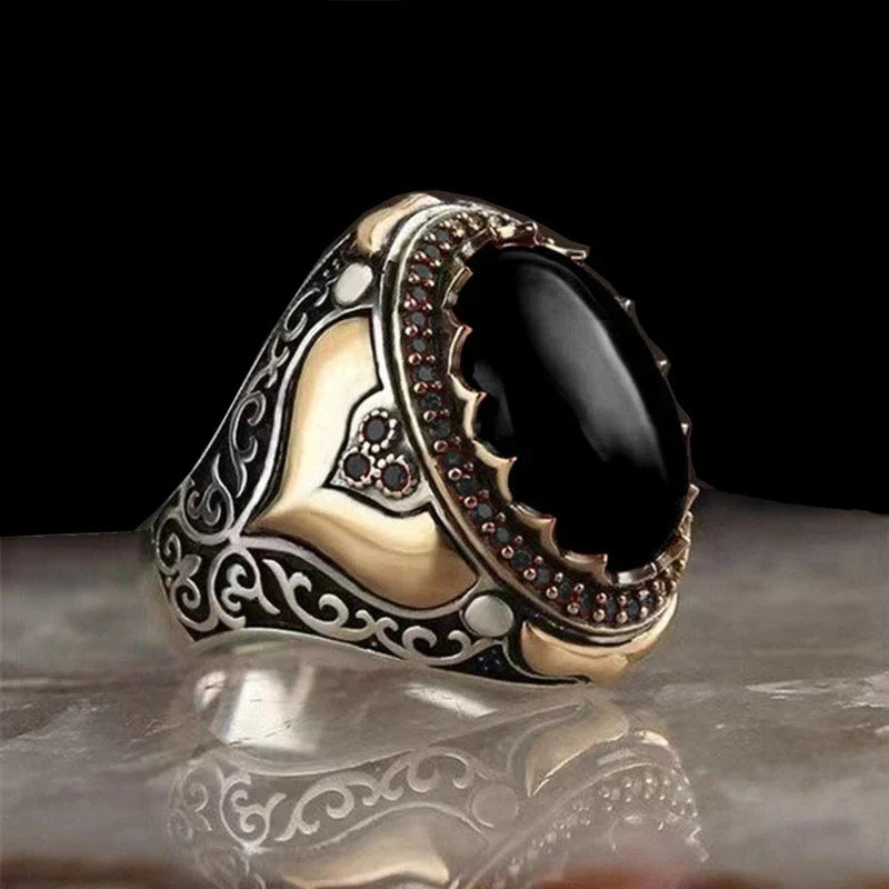 Bague large pour homme arabe musulman noir
