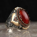 Bague large pour homme arabe musulman rouge