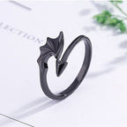 Silver Dragon Ring Men Women black