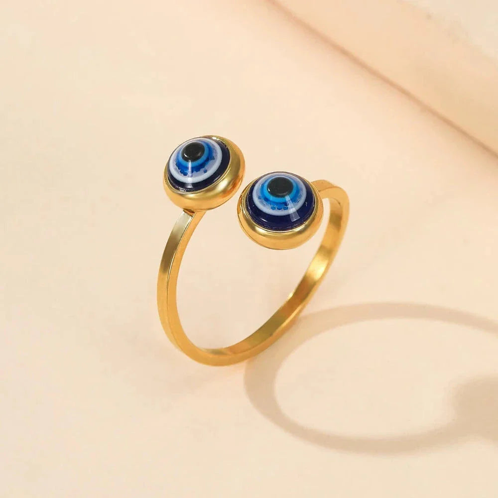 Elegant Turkish Evil Eye Ring gold