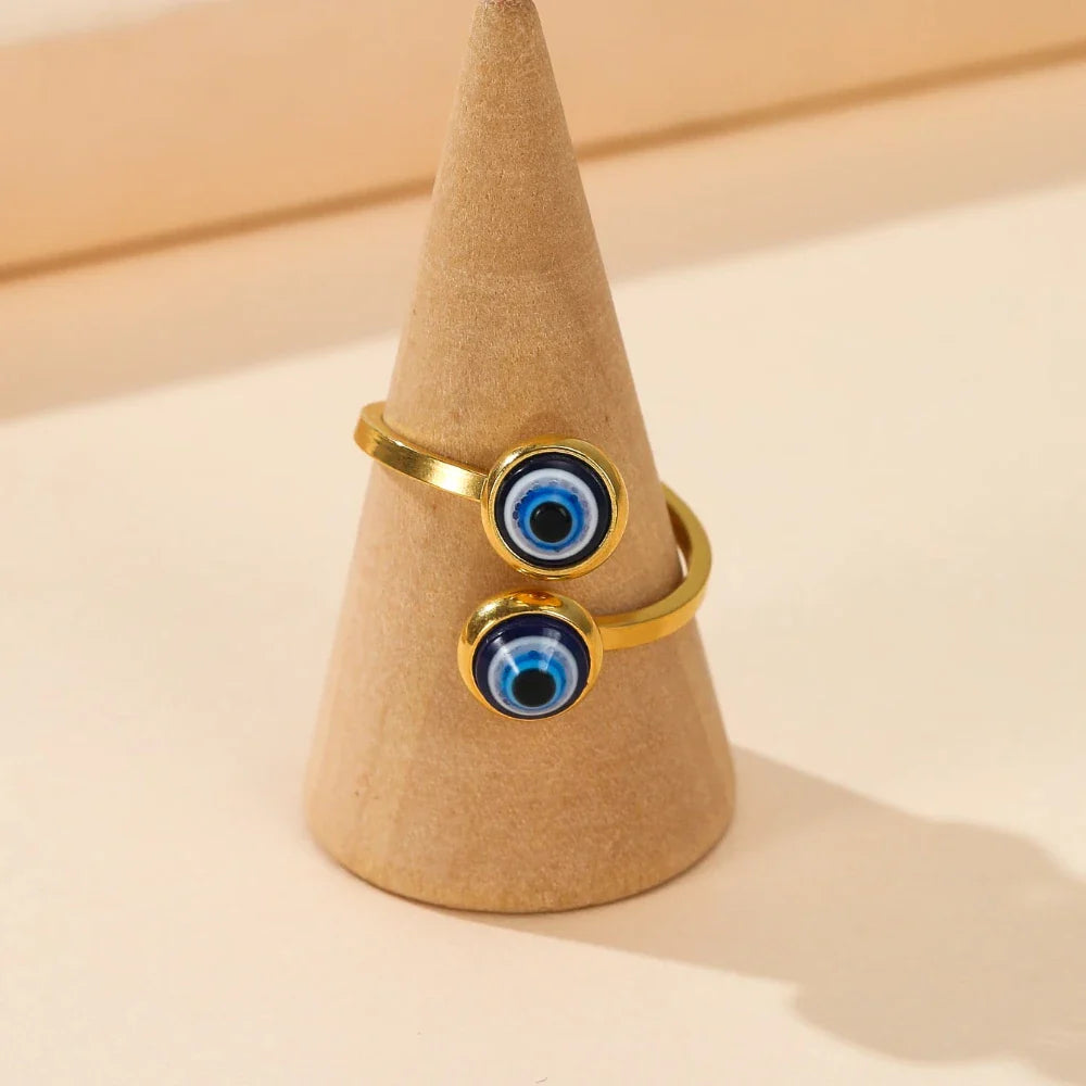 Elegant Turkish Evil Eye Ring gold