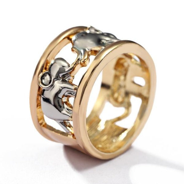 Elephant ring Gold and silver