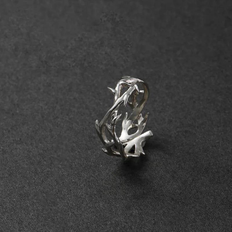 Silvered Coral Branch Ring