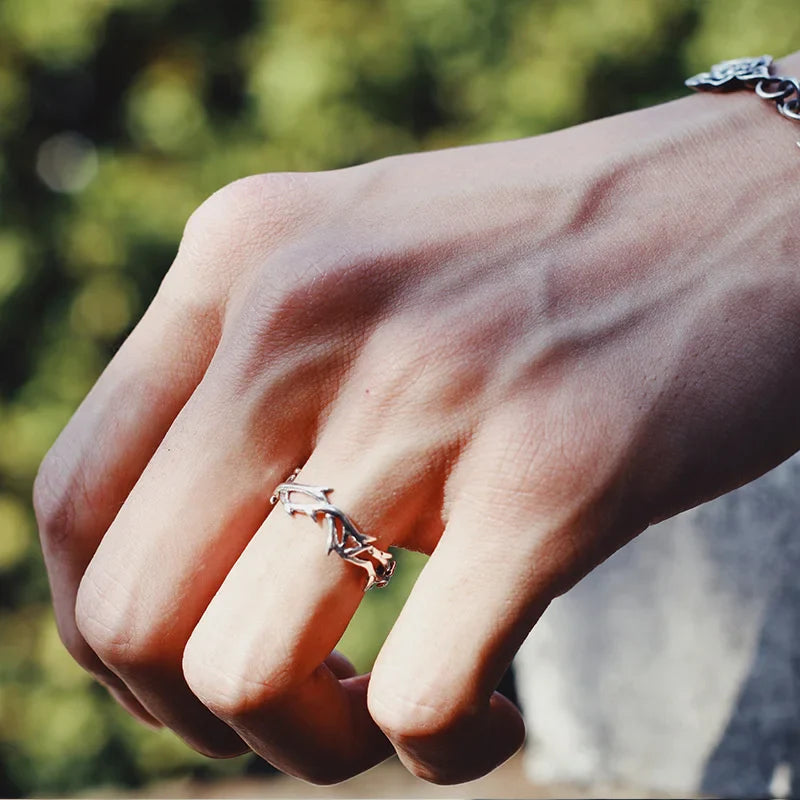 Silvered Coral Branch Ring