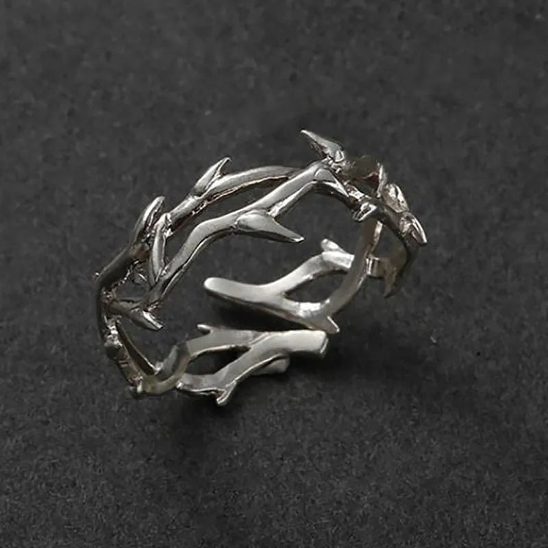 Silvered Coral Branch Ring