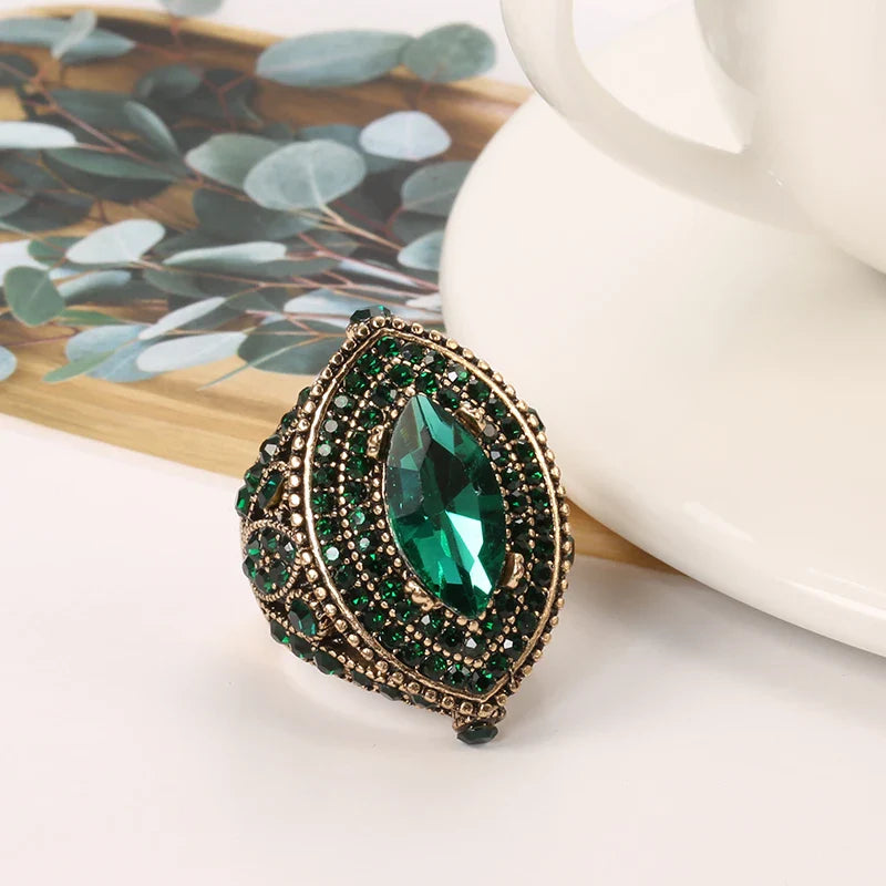 Ring with Green Crystal