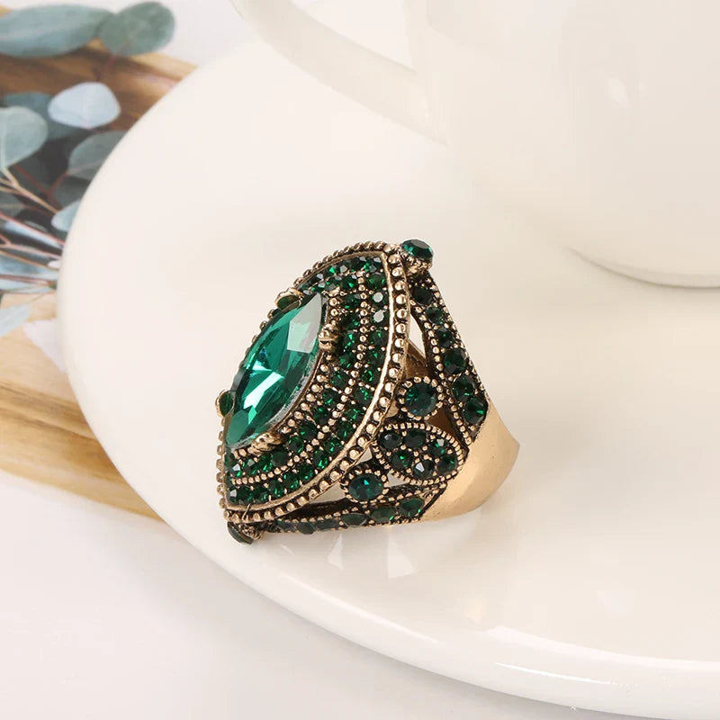 Ring with Green Crystal