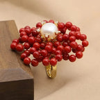 Ring in the Shape of a Coral Flower and Pearls