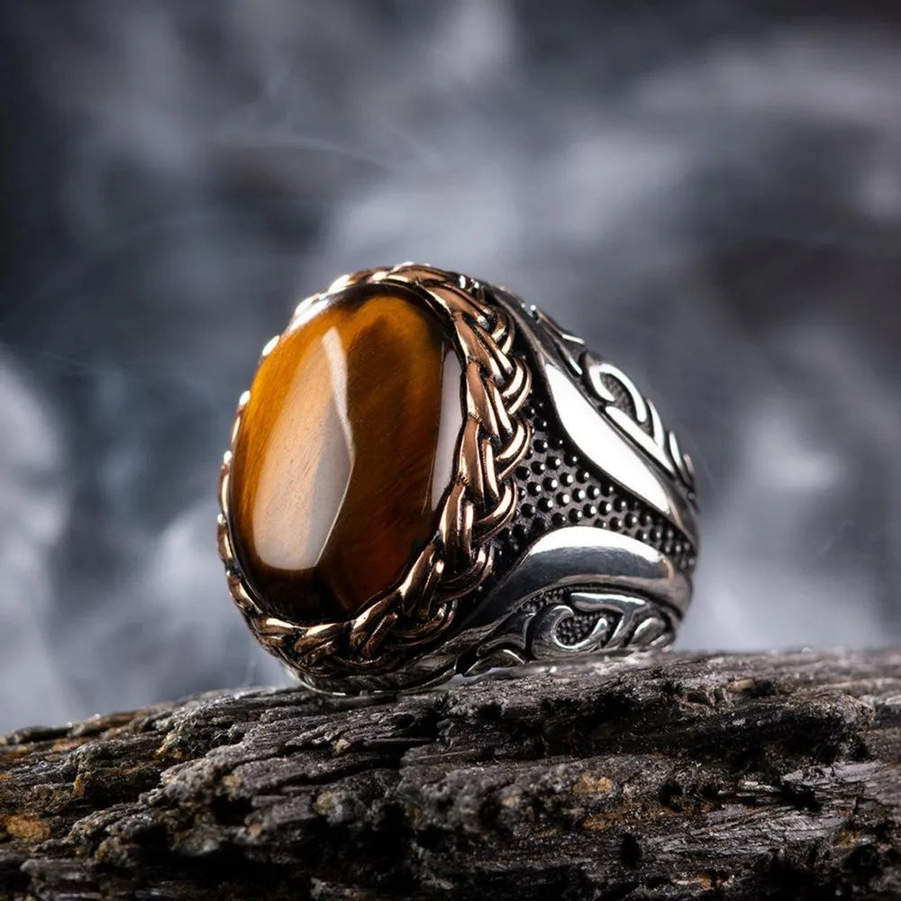 Tiger Eye Stone Ring for Men or Women