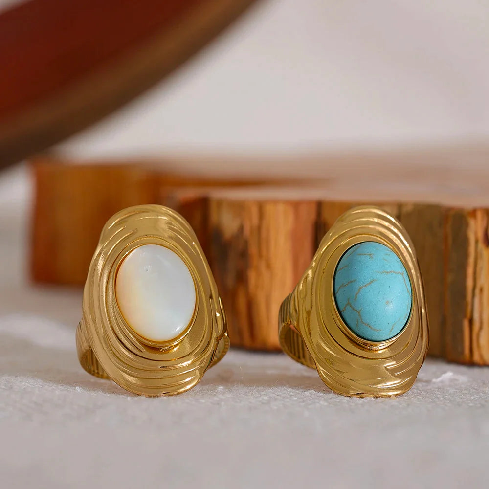 Ethnic Ring with Natural Turquoise Stone