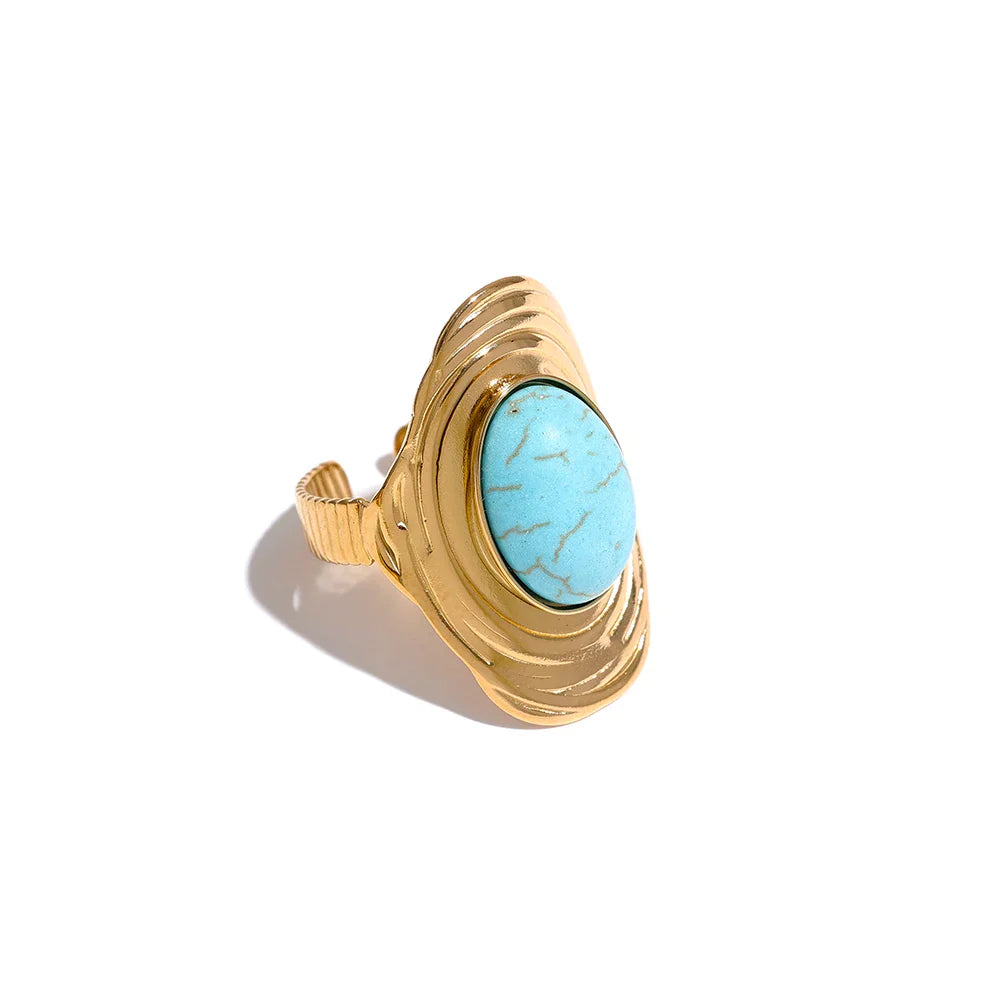 Ethnic Ring with Natural Turquoise Stone