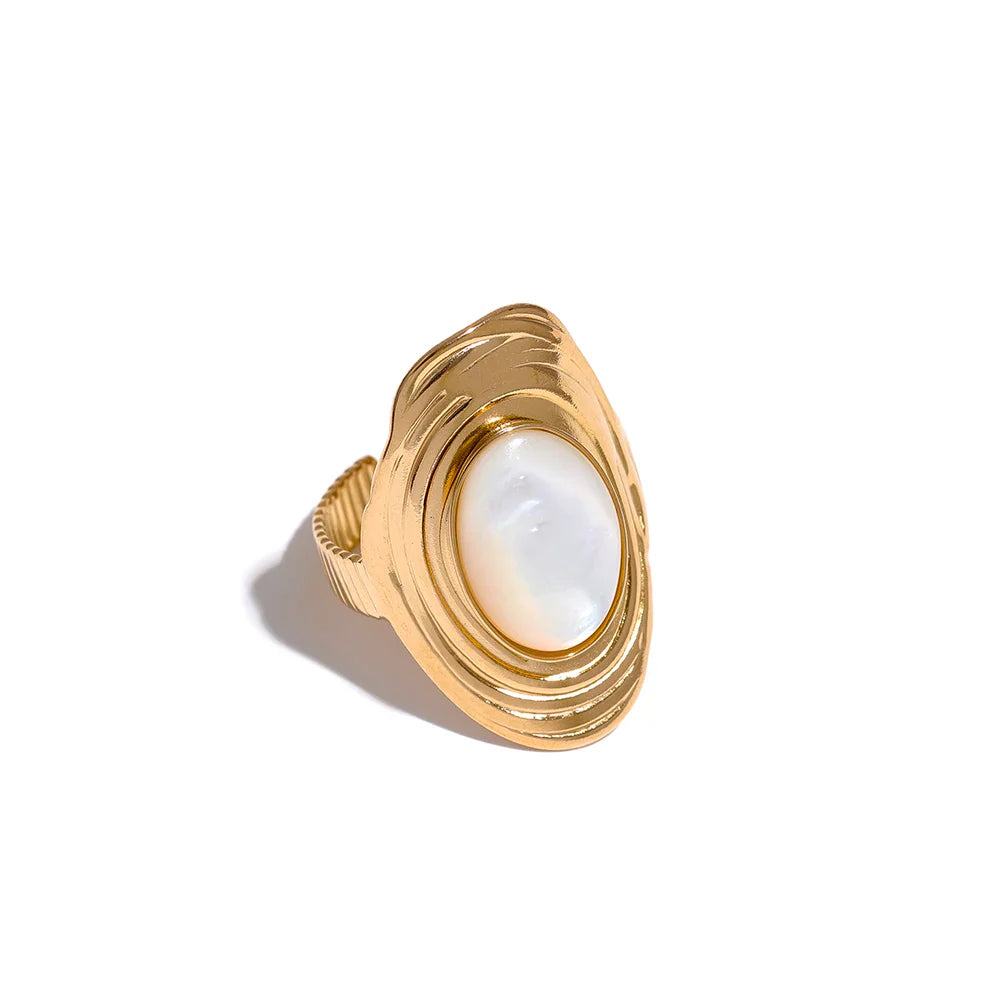 Ethnic Ring with Natural Shell Stone